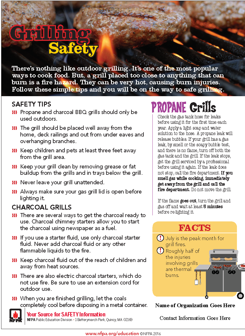 Grill Safety NFPA Gladewater Fire Department